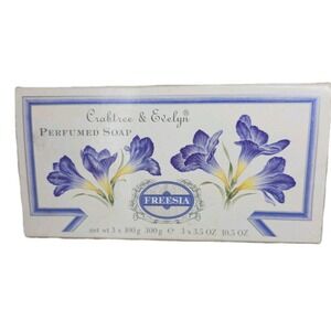 New 1993 Crabtree & Evelyn Freesia Glycerin Soap 100g x 3 NOS Vintage Original